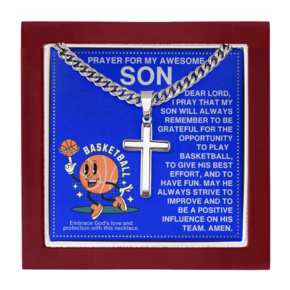 JGF Jewelry Gifts for Family Basketball Cross Necklace For Boys