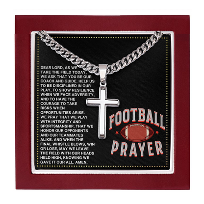 JGF Jewelry Gifts for Family Football Cross Necklace Prayer For Men
