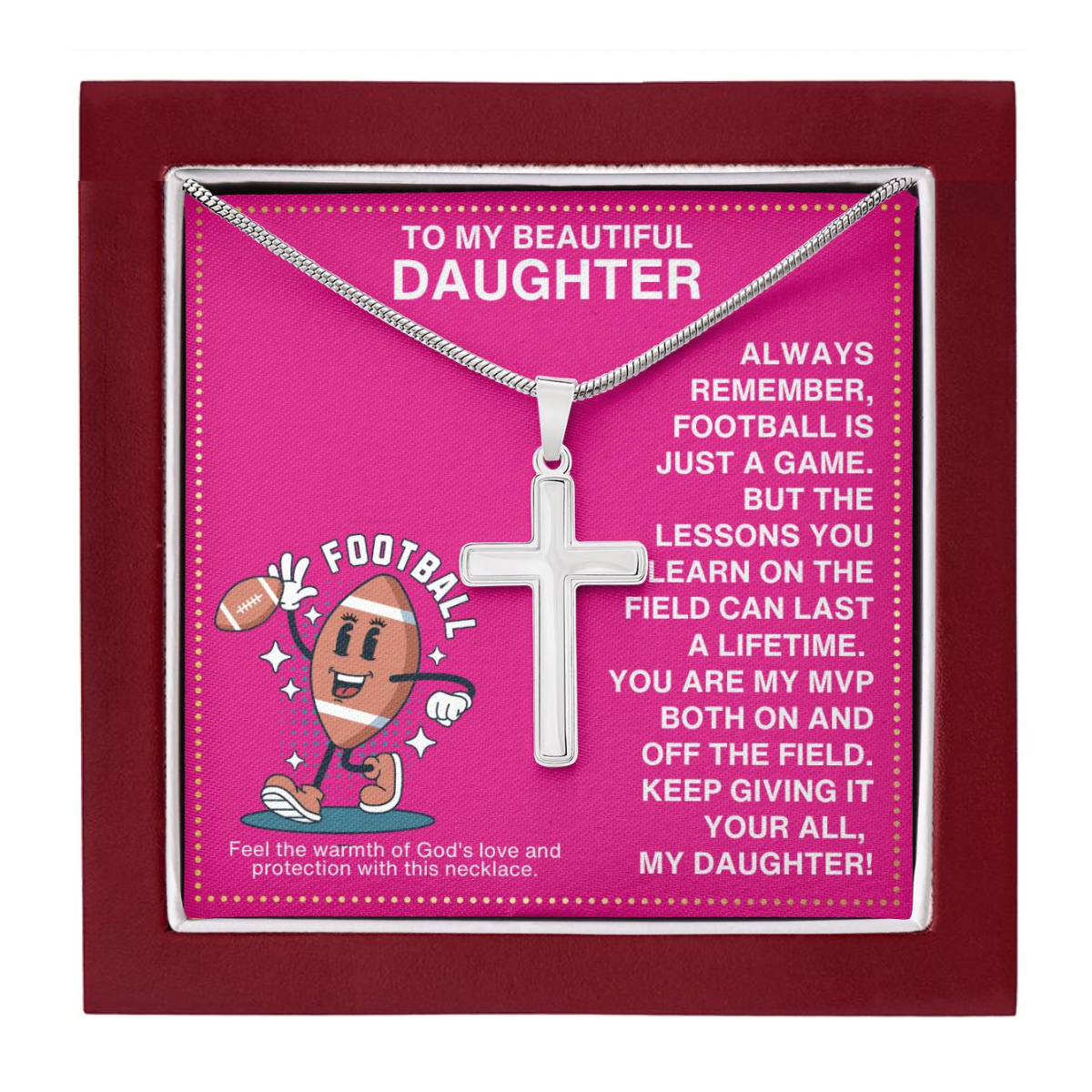 JGF Jewelry Gifts for Family Football Cross Necklace For Girls