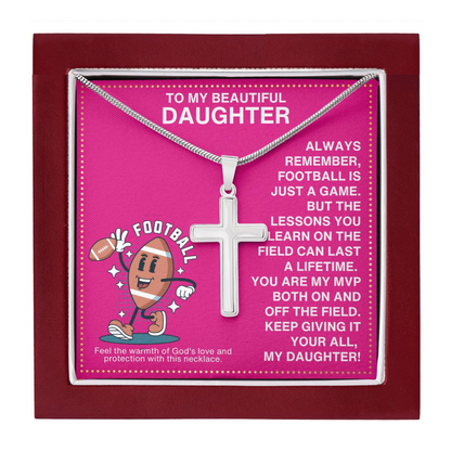 JGF Jewelry Gifts for Family Football Cross Necklace For Girls