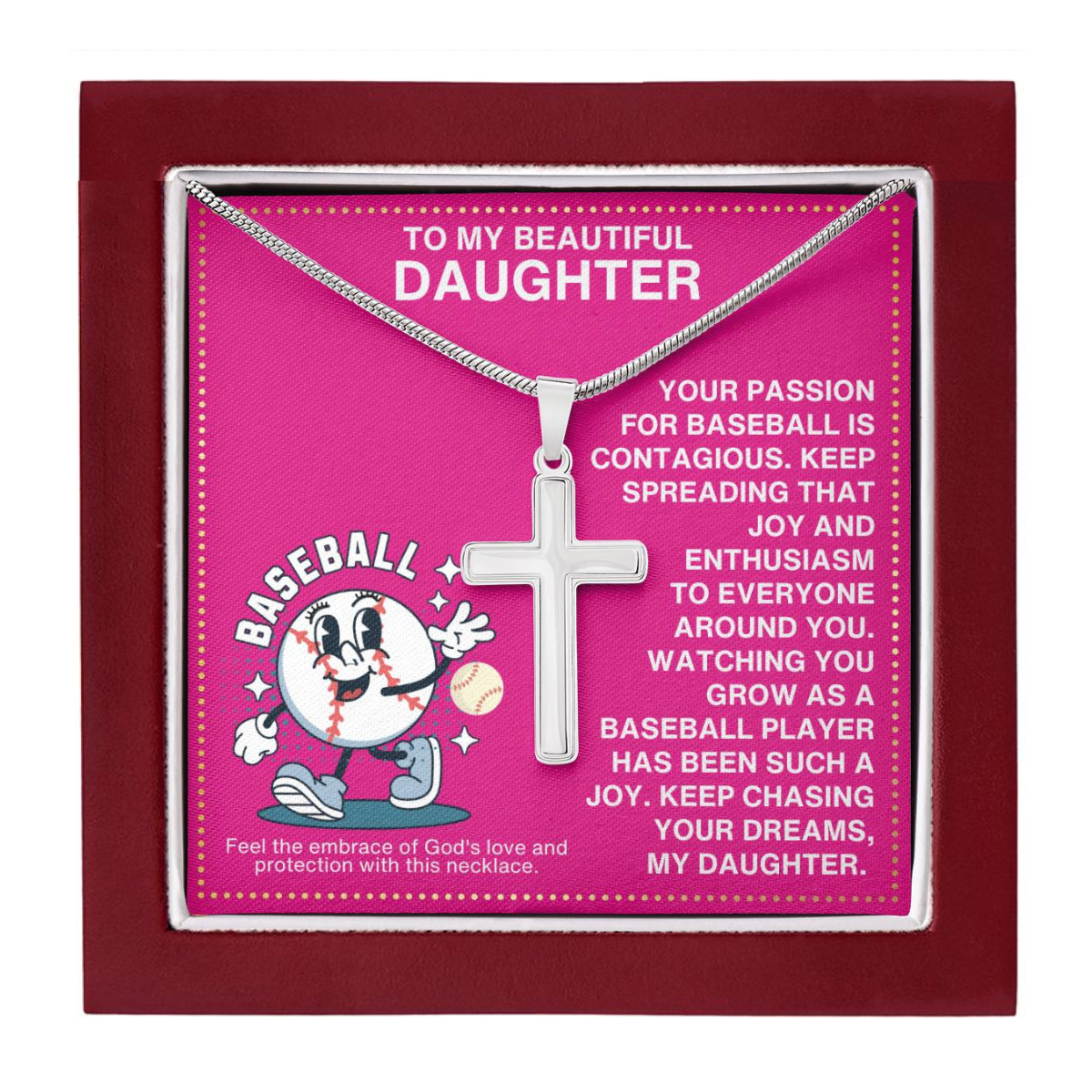 JGF Jewelry Gifts for Family Baseball Cross Necklaces For Girls