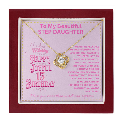 JGF Jewelry Gifts for Family Happy 15th Birthday Card For Step Daughter From Mom and Dad