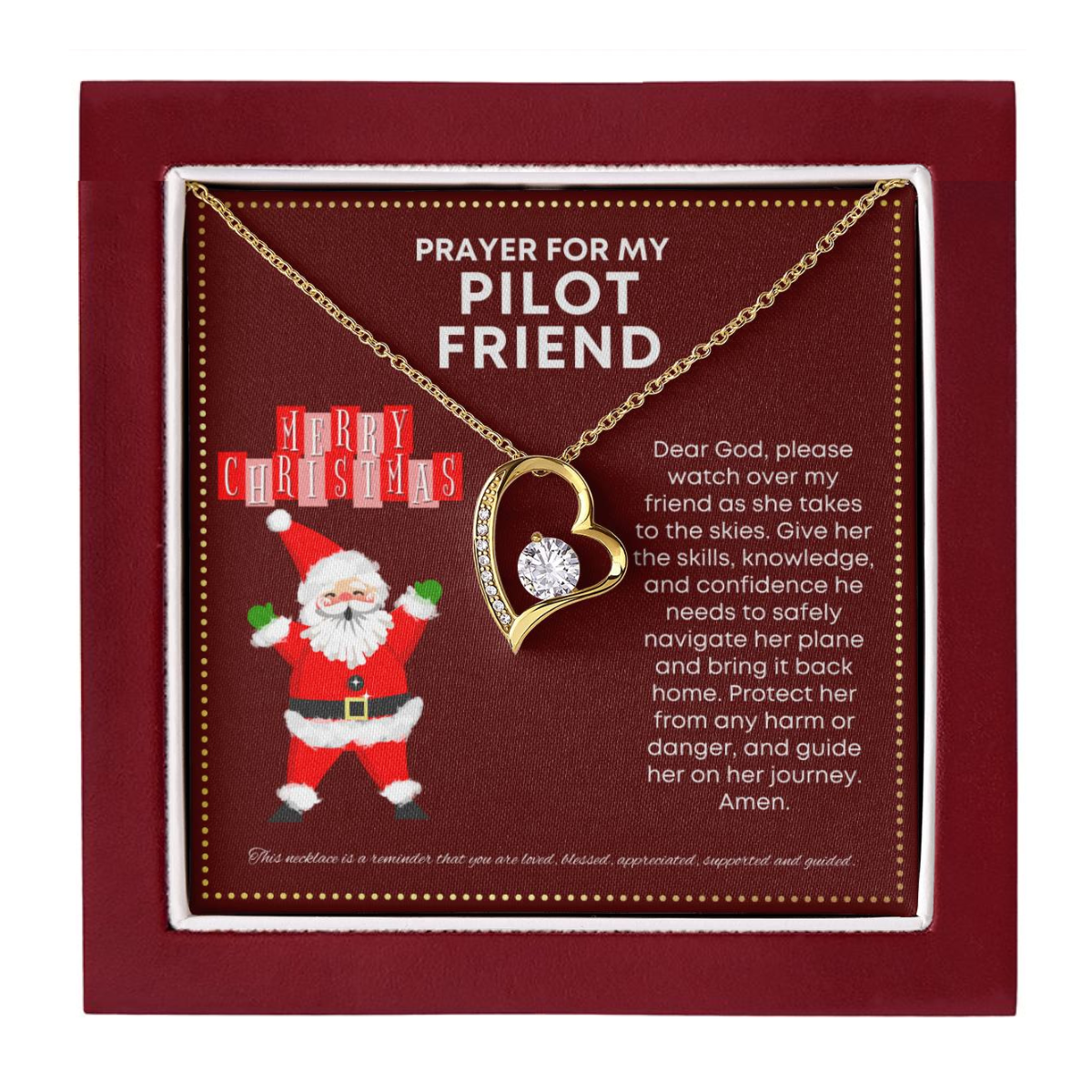 JGF Jewelry Gifts for Family Aviation Pilot Gifts for Women Cute Heart Necklace