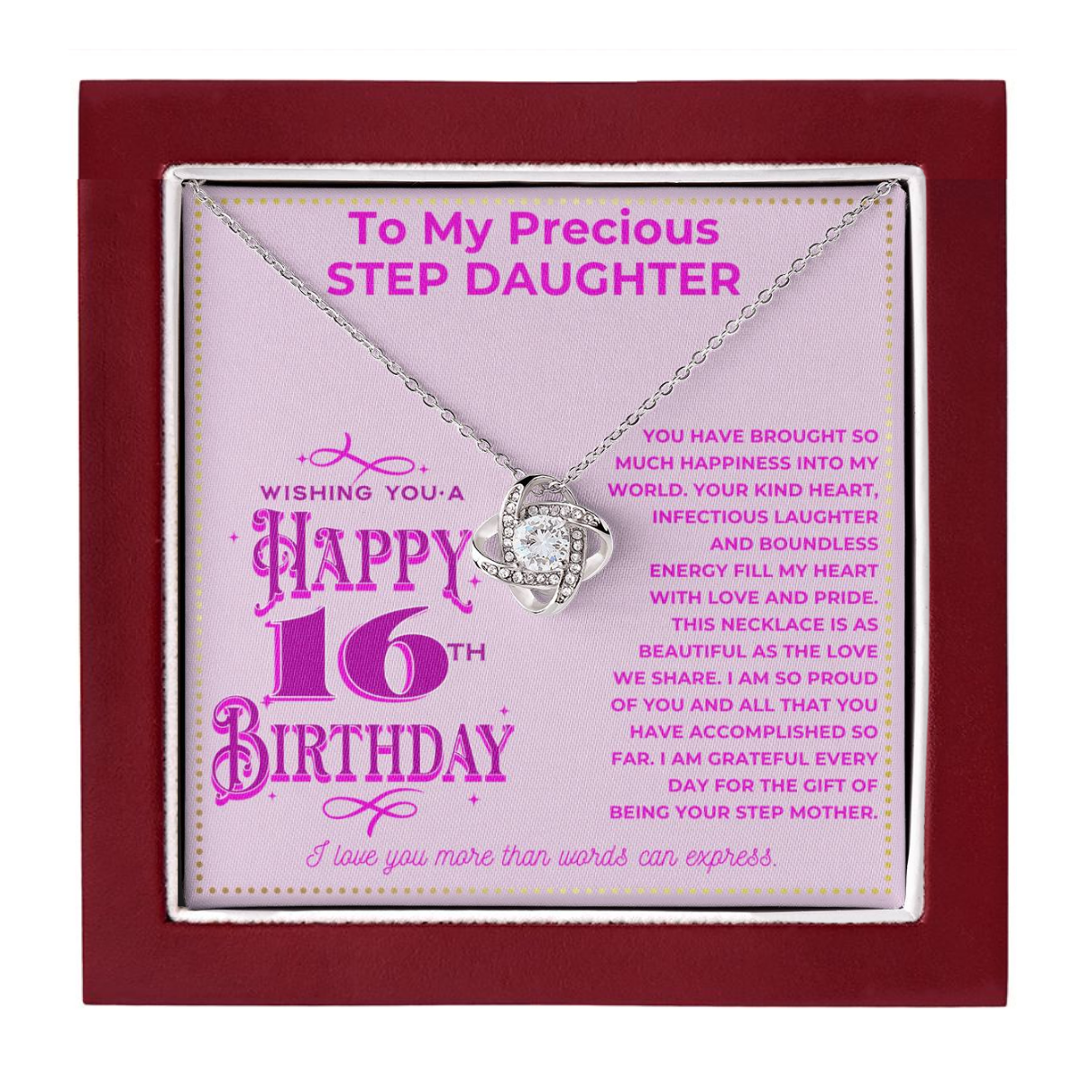 JGF Jewelry Gifts for Family Step Daughter Sweet 16 Birthday Card