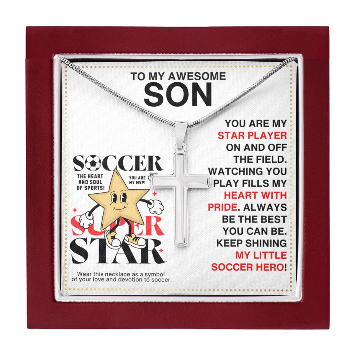 JGF Jewelry Gifts for Family Soccer Cross Necklace For Boys