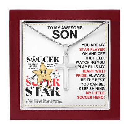 JGF Jewelry Gifts for Family Soccer Cross Necklace For Boys