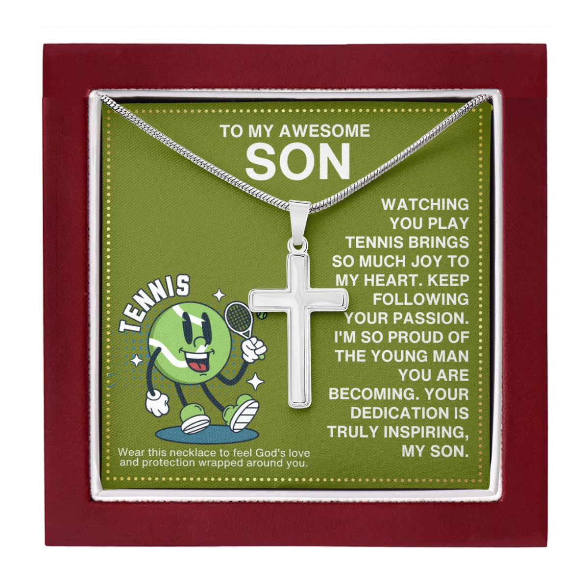 JGF Jewelry Gifts for Family Tennis Necklace With Cross Pendant