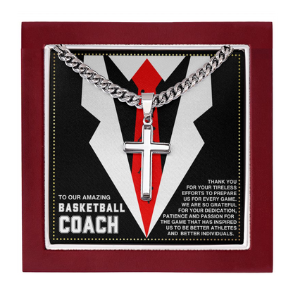JGF Jewelry Gifts for Family Basketball Cross Necklace For Coach