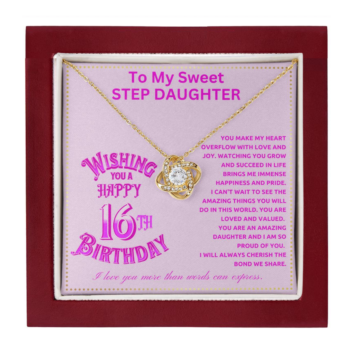 JGF Jewelry Gifts for Family Step Daughter 16th Birthday From StepMom And StepDad