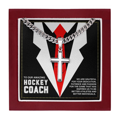 JGF Jewelry Gifts for Family Hockey Cross Necklace For Coach