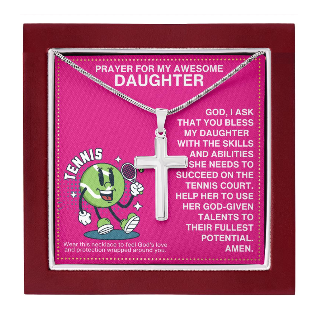 JGF Jewelry Gifts for Family Girls Tennis Cross Necklaces