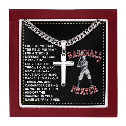 JGF Jewelry Gifts for Family Baseball Cross Necklace Prayer