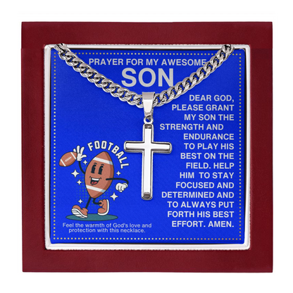 JGF Jewelry Gifts for Family Boys Football Cross Necklace