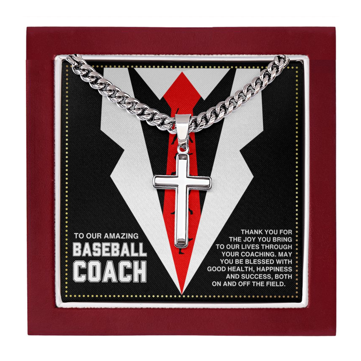 JGF Jewelry Gifts for Family  Baseball Coach Cross Necklace