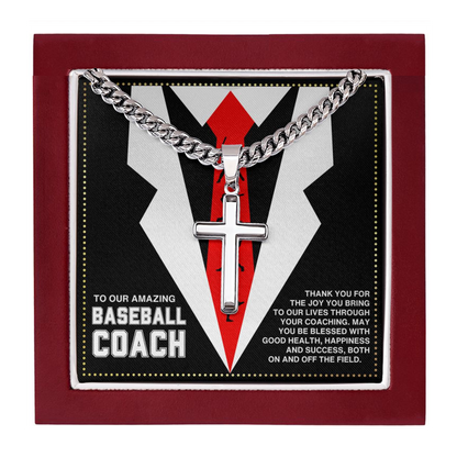 JGF Jewelry Gifts for Family  Baseball Coach Cross Necklace