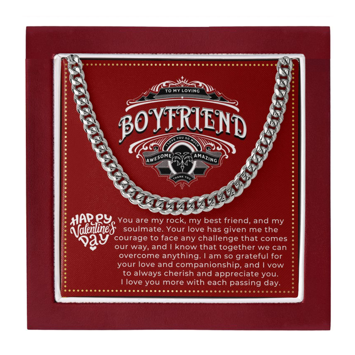 JGF Jewelry Gifts for Family Happy First Valentines Day Card for Boyfriend