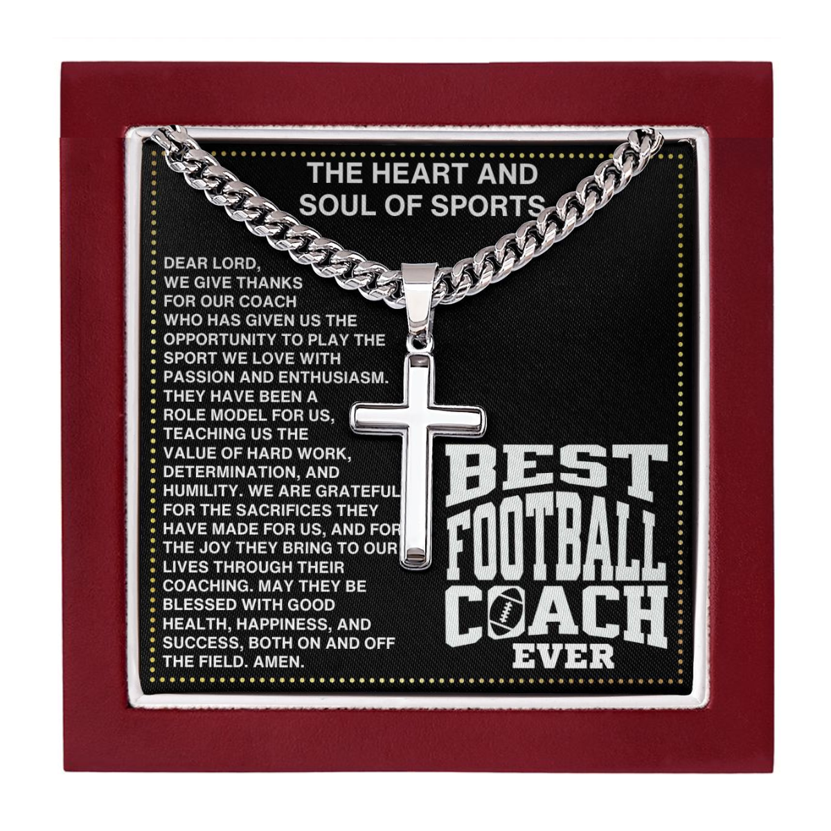 JGF Jewelry Gifts for Family Cross Necklace For Assistant Football Coach
