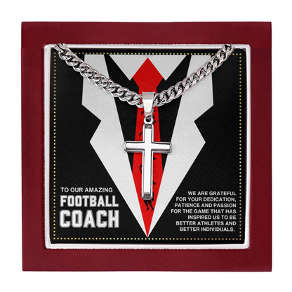 JGF Jewelry Gifts for Family Football Coach Cross Necklace For Men