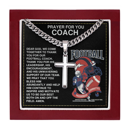 JGF Jewelry Gifts for Family Football Cross Necklace Pendant For Coach