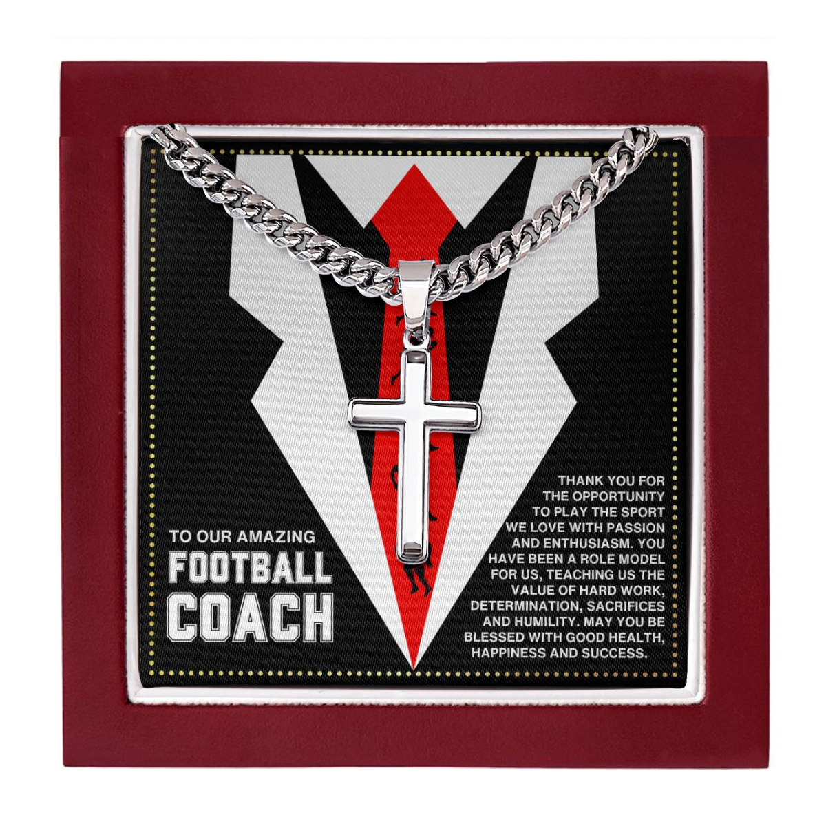 JGF Jewelry Gifts for Family Cross Necklace For Football Coach