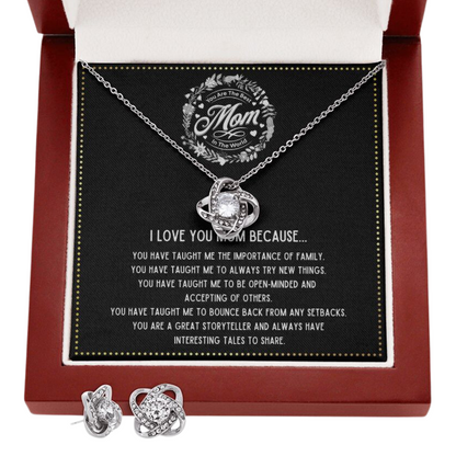 JGF Jewelry Gifts for Family - Dainty Necklace and Earrings Set or Women as Birthday Gifts for Mom