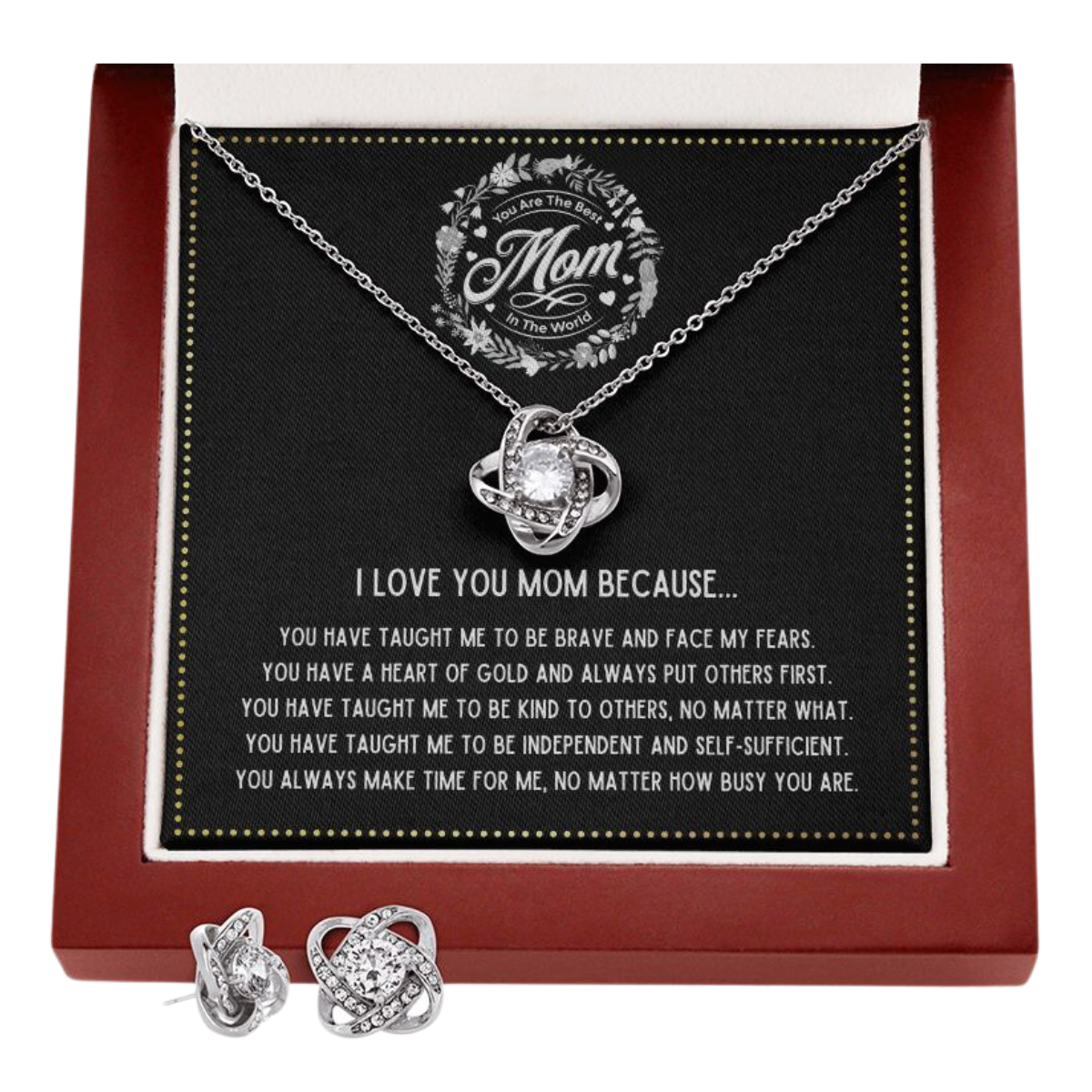 JGF Jewelry Gifts for Family - Dear Mom Thank You for Everything Necklace and Earrings Set Birthday Gifts