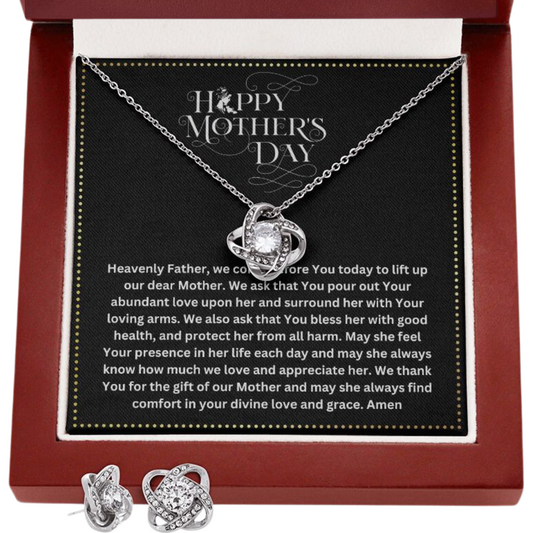 JGF Jewelry Gifts for Family | Prayer for Mom on Mother's Day Far Away from Home Gift Box Item Ideas | Casual Necklace and Earrings Set