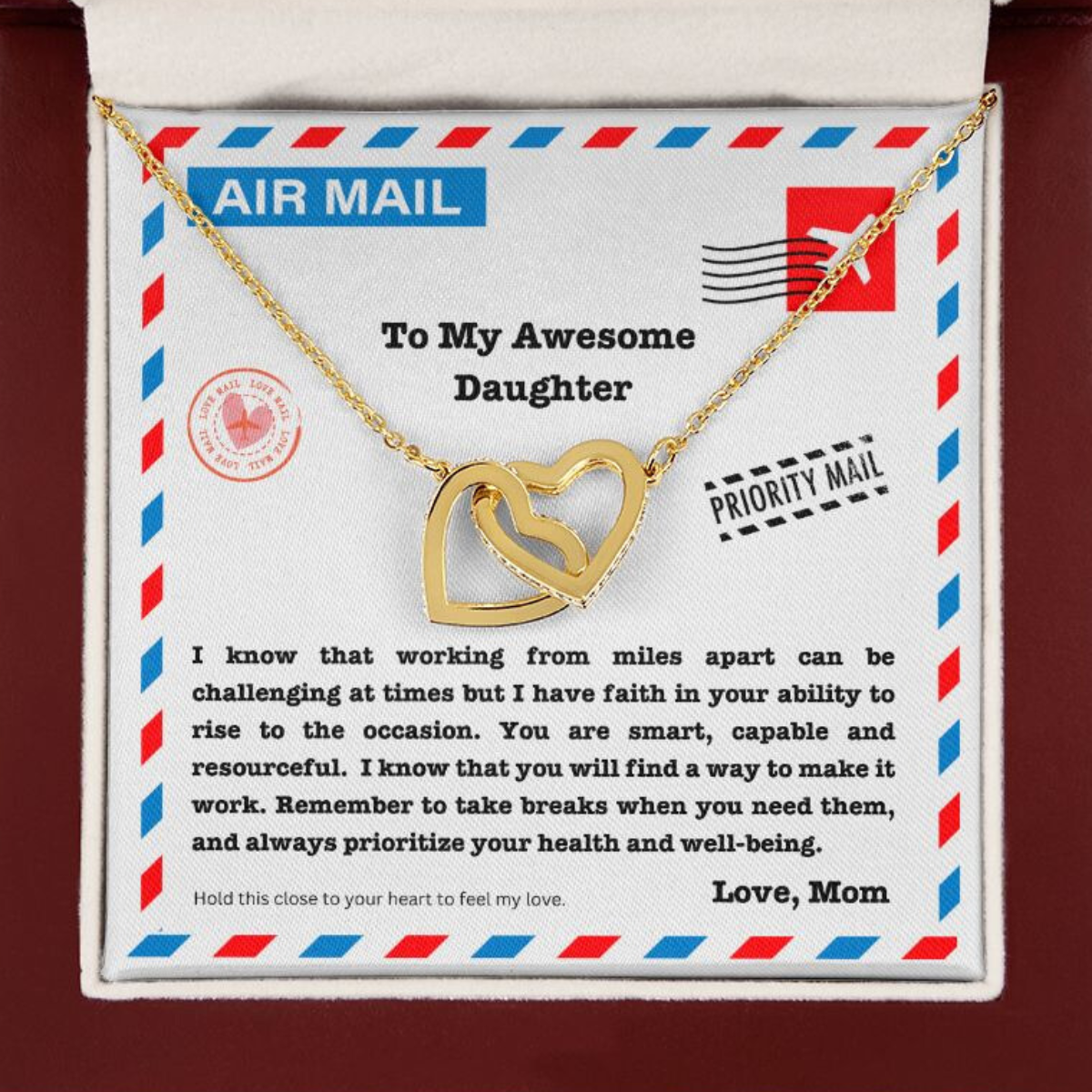 JGF Jewelry Gifts for Family Happy Birthday Gift To Daughter Sterling Silver Interlocking Linked Double Heart Necklace with Zircon Crystal