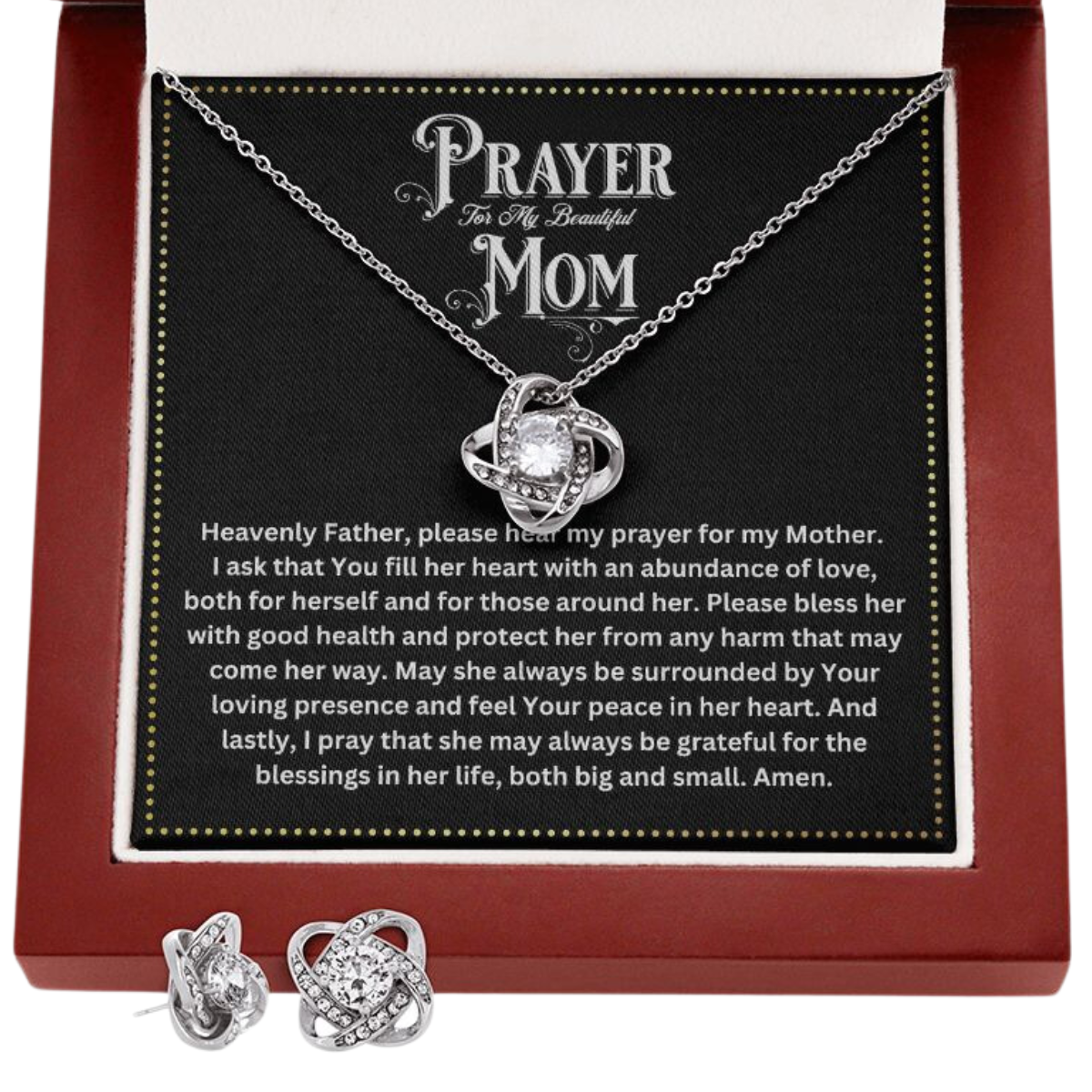 JGF Jewelry Gifts for Family | Simple Silver Earring and Necklace Set for Women | Prayer for Mother In Law Gift Basket Alternative Item Ideas
