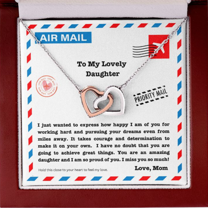 JGF Jewelry Gifts for Family | Moving Away Gifts For Daughter From Mom | Intertwined Double Rose Gold Heart Pendant Necklace