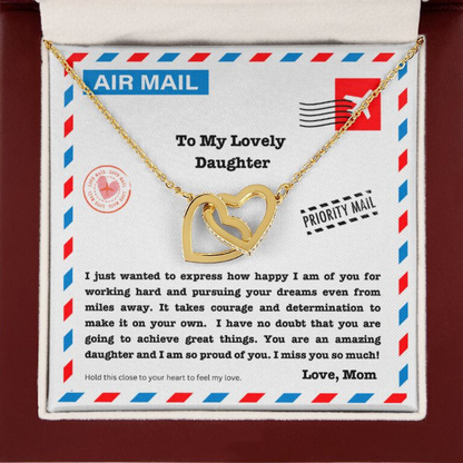 JGF Jewelry Gifts for Family | Moving Away Gifts For Daughter From Mom | Intertwined Double Rose Gold Heart Pendant Necklace