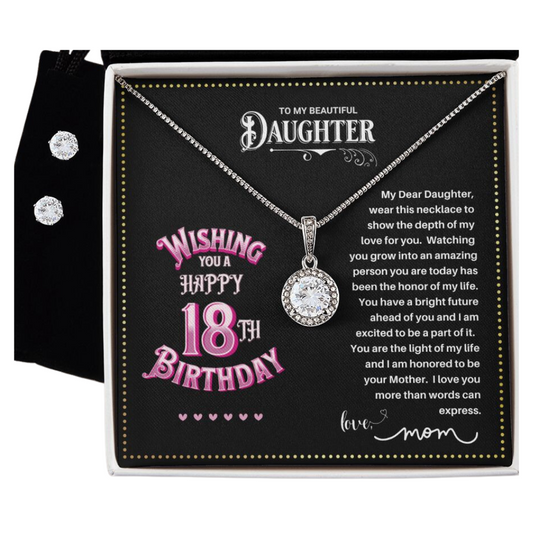 JGF Jewelry Gifts for Family | 18th Birthday Gifts for Girls | Silver Sterling Necklace and Earrings