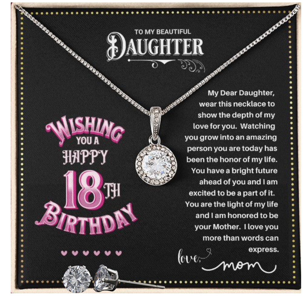 JGF Jewelry Gifts for Family | 18th Birthday Gifts for Girls | Silver Sterling Necklace and Earrings