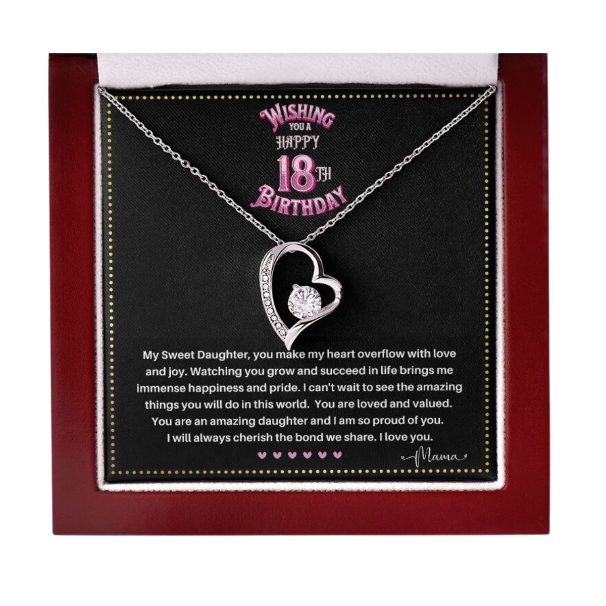 JGF Jewelry Gifts for Family | Gifts For 18th Birthday Daughter From Mom | Sterling Silver Heart Charm Necklace For Women