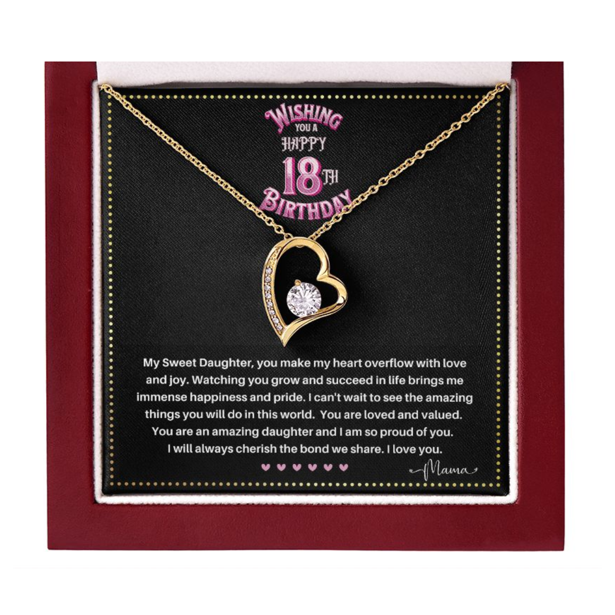 JGF Jewelry Gifts for Family | Gifts For 18th Birthday Daughter From Mom | Sterling Silver Heart Charm Necklace For Women