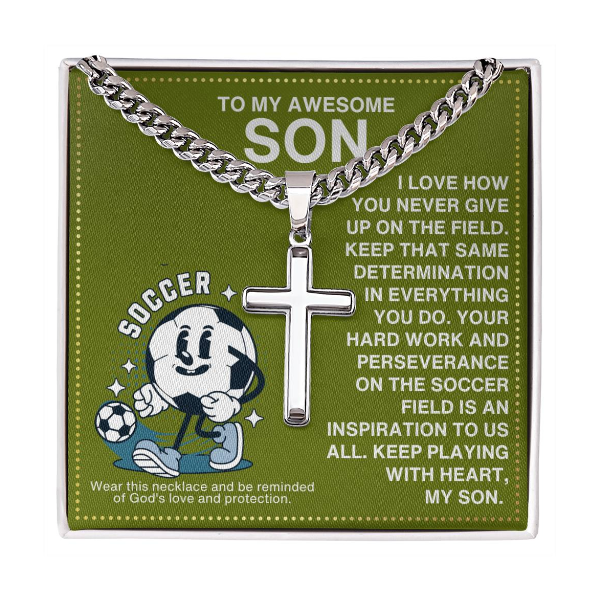 JGF Jewelry Gifts for Family Soccer Cross Necklace