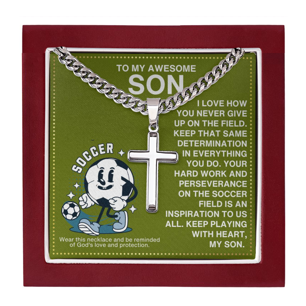 JGF Jewelry Gifts for Family Soccer Cross Necklace