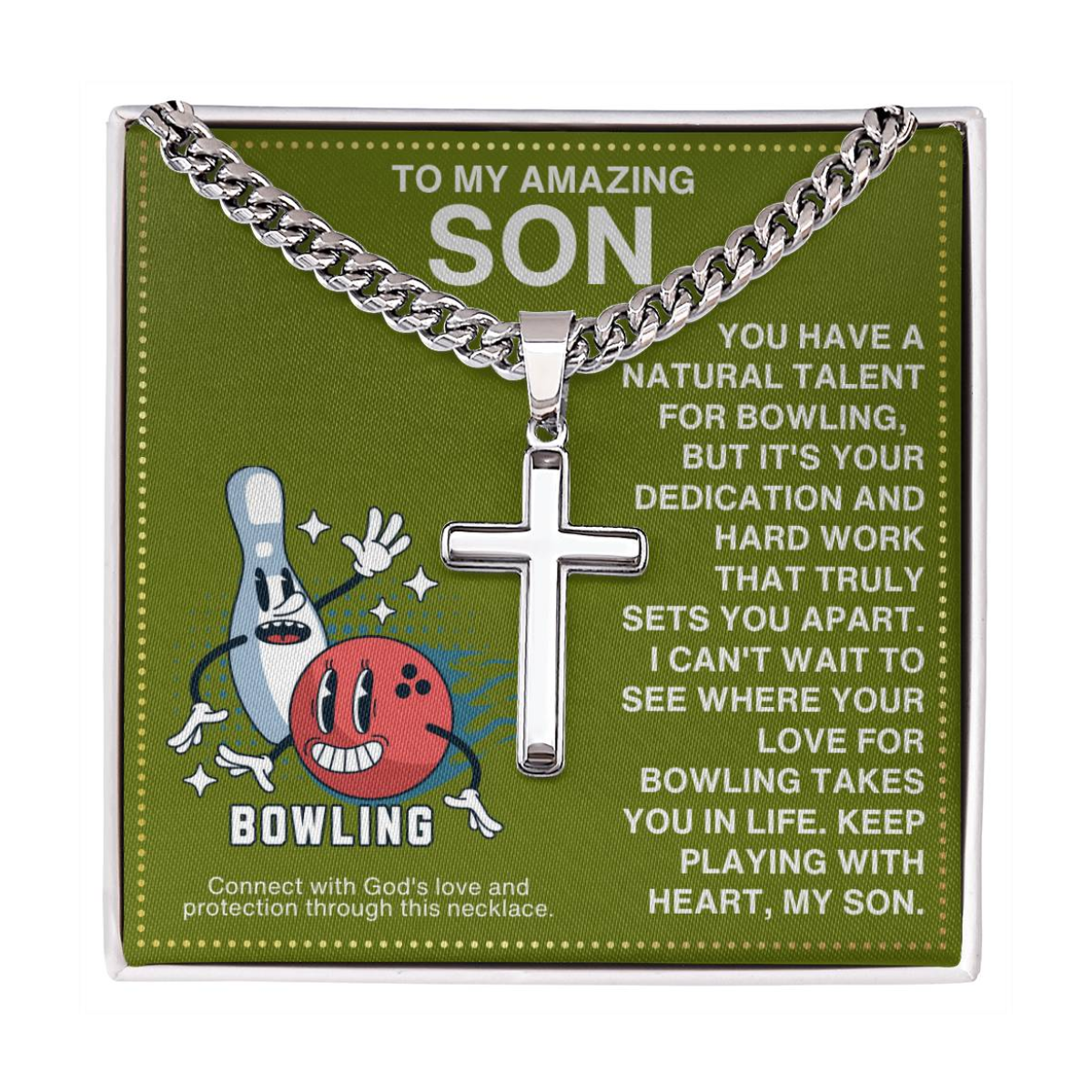 JGF Jewelry Gifts for Family Bowling Cross Necklace