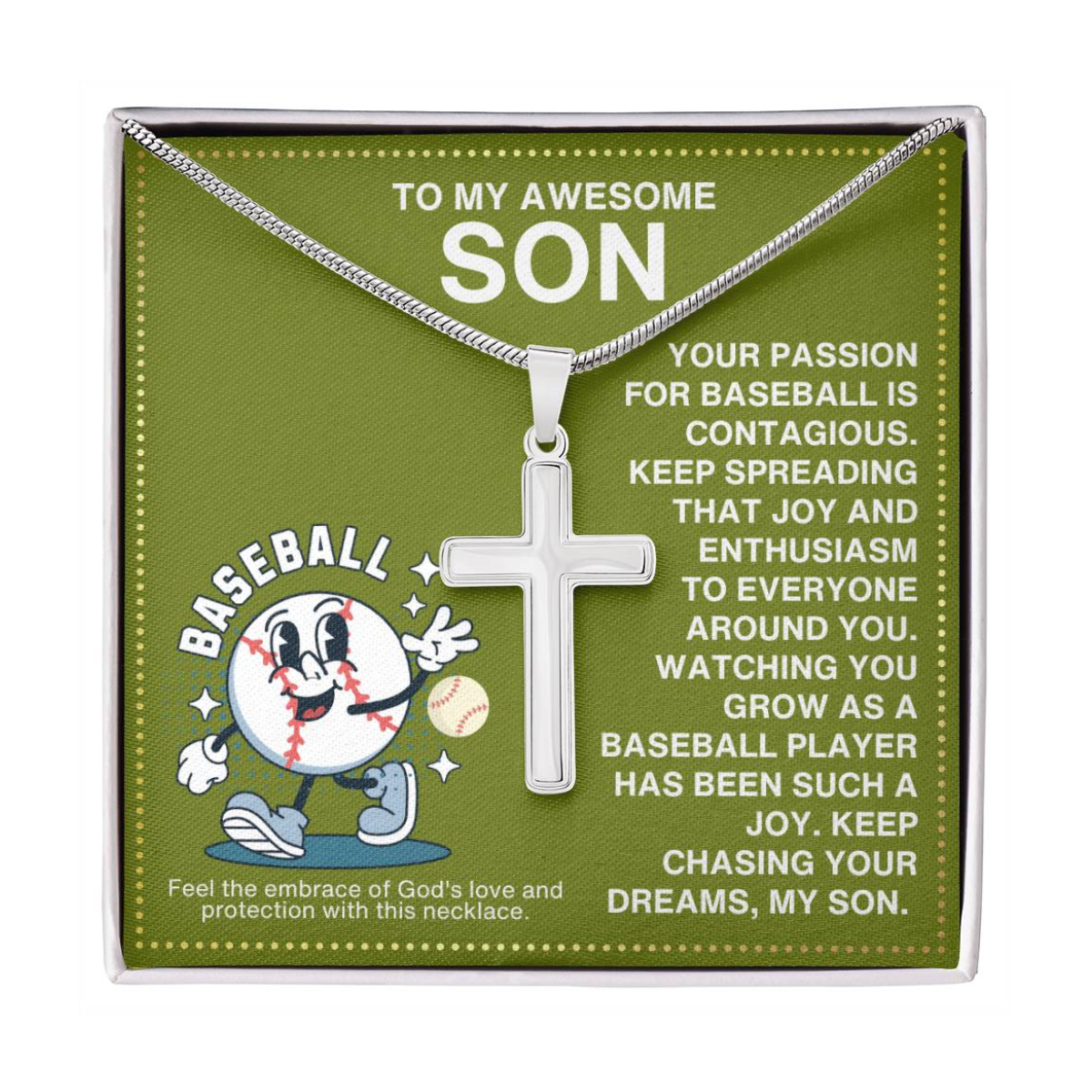 JGF Jewelry Gifts for Family Baseball Cross Necklace For Boys