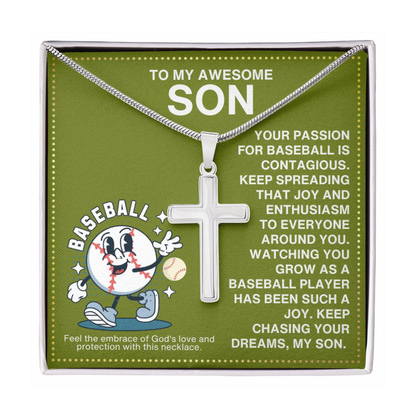 JGF Jewelry Gifts for Family Baseball Cross Necklace For Boys