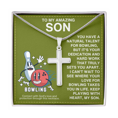 JGF Jewelry Gifts for Family Bowling Cross Necklace For Boys