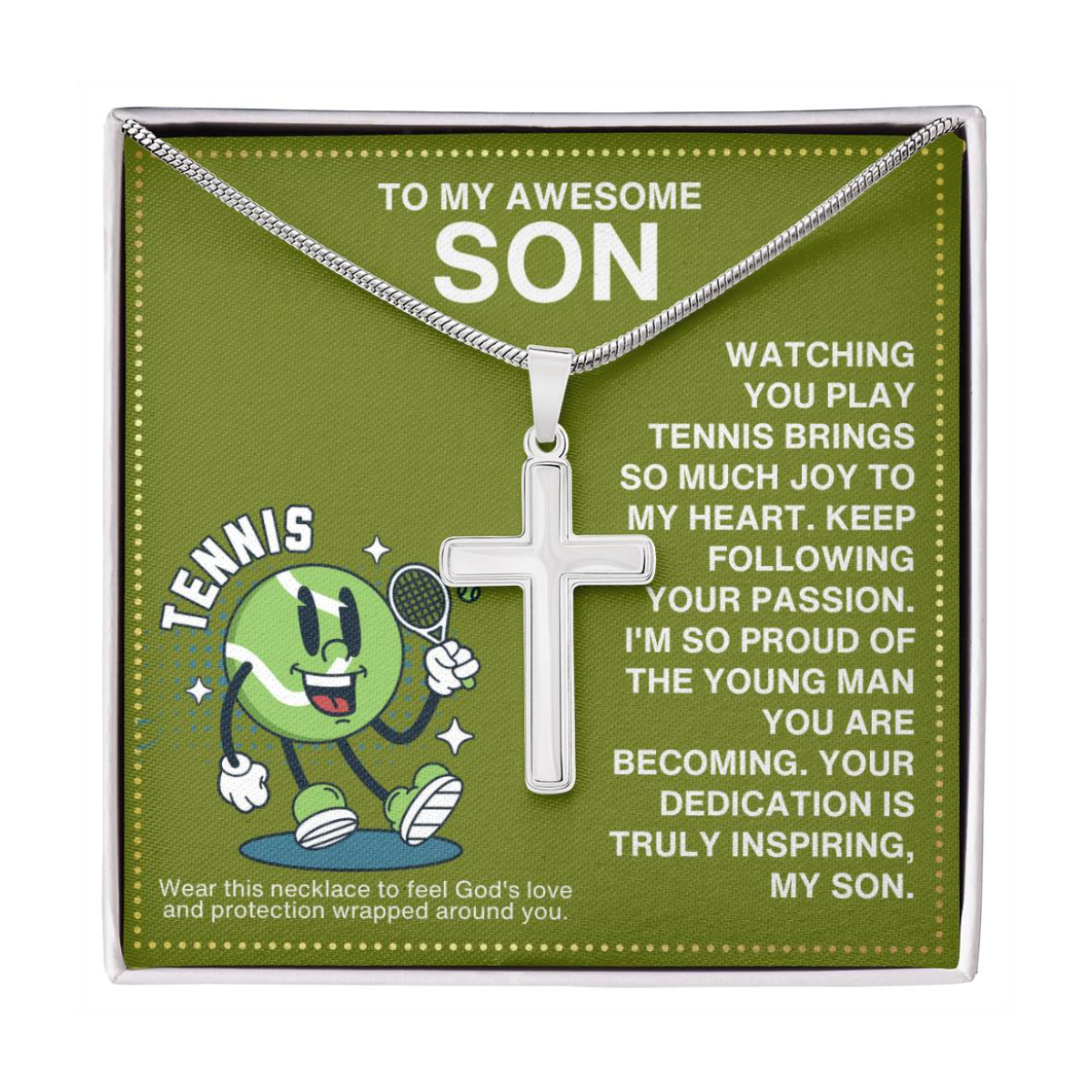 JGF Jewelry Gifts for Family Tennis Necklace With Cross Pendant