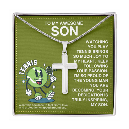 JGF Jewelry Gifts for Family Tennis Necklace With Cross Pendant