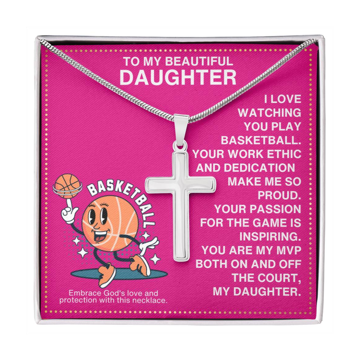 JGF Jewelry Gifts for Family Tennis Racket Cross Necklace For Daughter