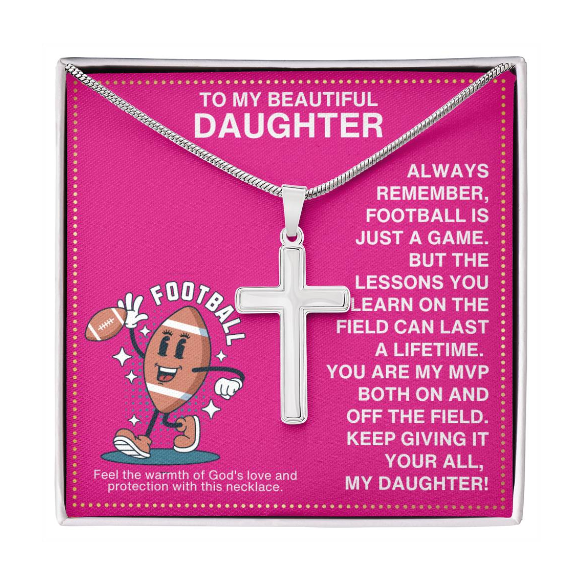 JGF Jewelry Gifts for Family Football Cross Necklace For Girls
