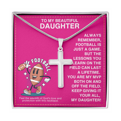 JGF Jewelry Gifts for Family Football Cross Necklace For Girls