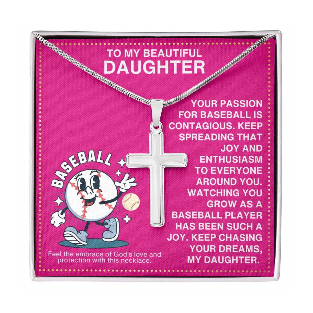 JGF Jewelry Gifts for Family Baseball Cross Necklaces For Girls