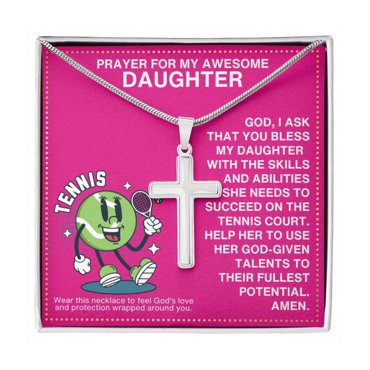 JGF Jewelry Gifts for Family Girls Tennis Cross Necklaces