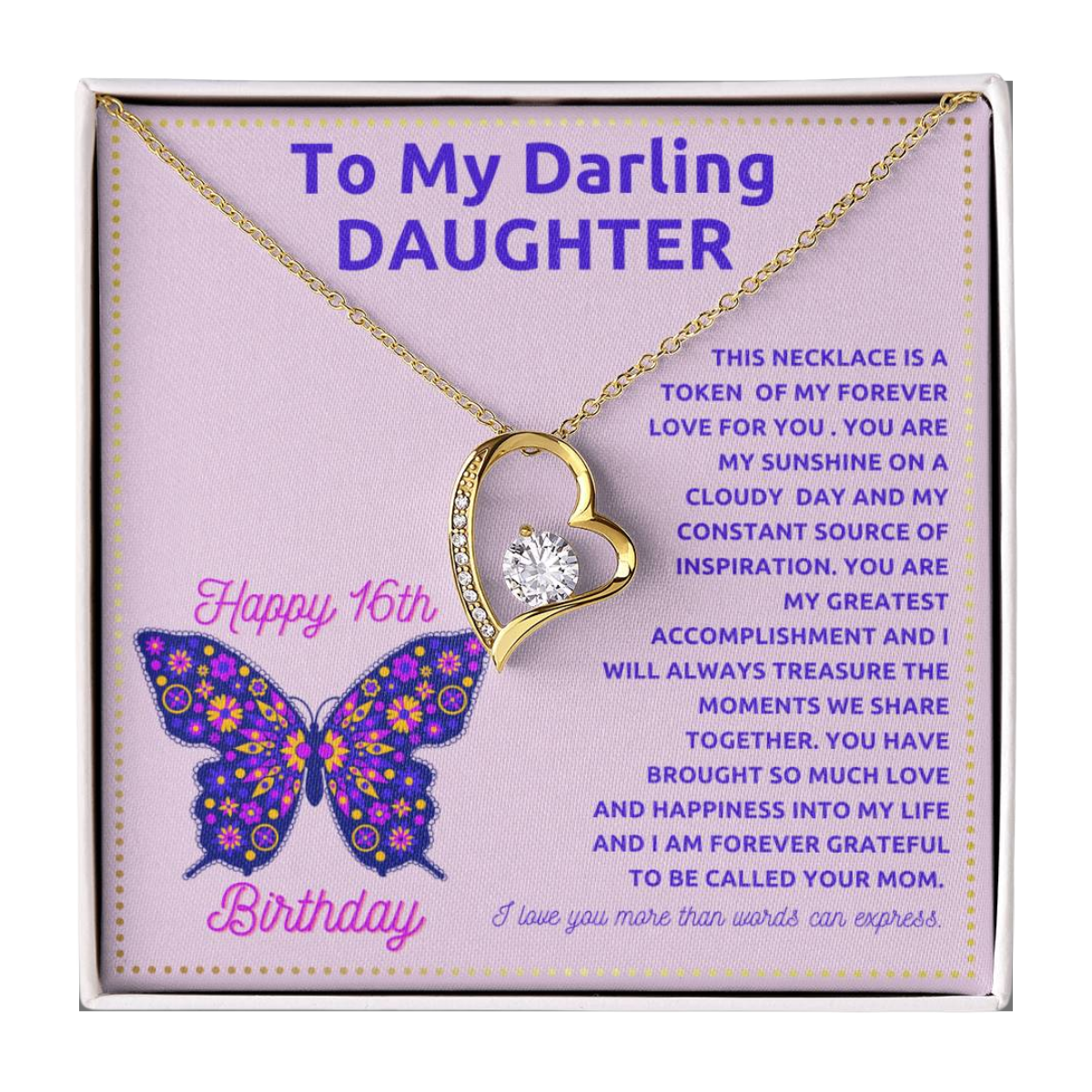 JGF Jewelry Gifts for Family Happy 16th Birthday Card Daughter From Mom