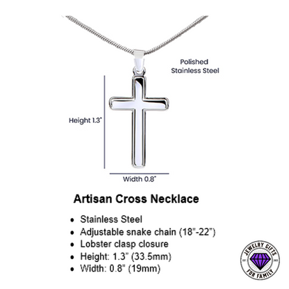 JGF Jewelry Gifts for Family Cross Necklace For Men Silver To My Dentist Dad